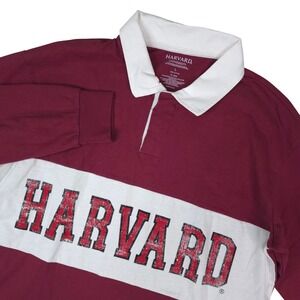 Harvard University Rugby Shirt Mens Large Red Long Sleeve Polo Grayson Social
